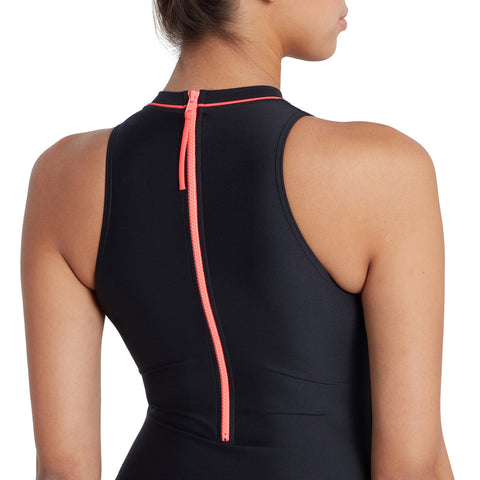 Zoggs Cable zipped highneck swimsuit (ECOLAST)